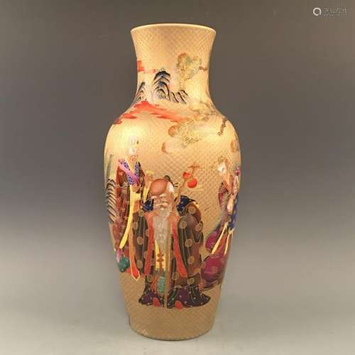 Chinese Cloisonne Porcelain Longevity Vase