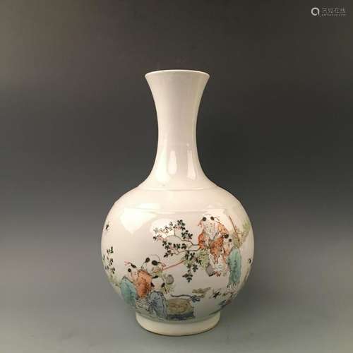 Chinese Famille Rose Children Vase