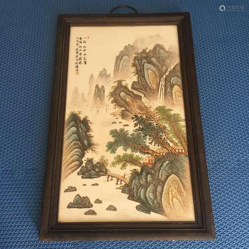 Chinese Famille Rose 'Landscape' Porcelain Painting