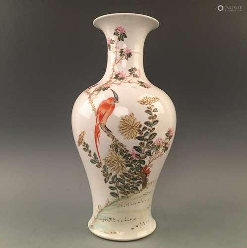 Chinese Famille Rose Bird Vase