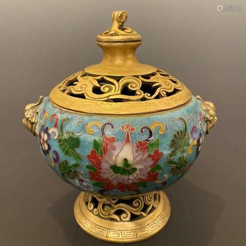 Chinese Cloisonne Lidded Incense Censer 'Xuande' Mark