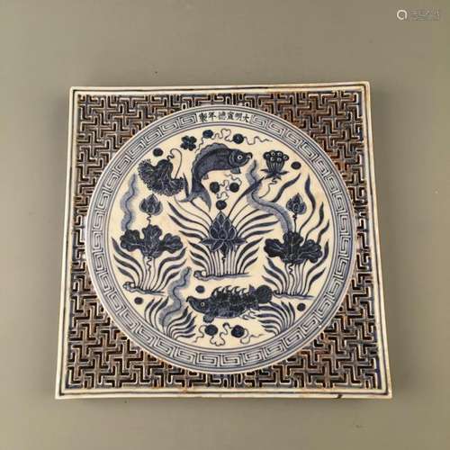 Chinese Blue and White Ceramic Tile