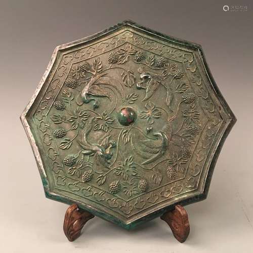 Chinese Bronze Mirror of The Phoenix