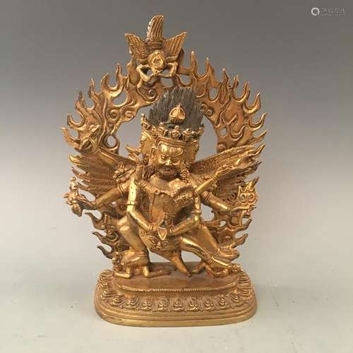 Chinese Bronze-Gilded Figure of Mahakala