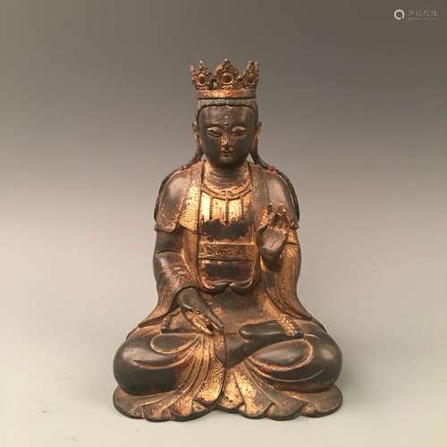 Chinese Gold Painting Figure of Guanyin