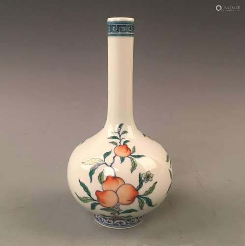 Chinese Doucai Peach Vase with Yongzhen Mark