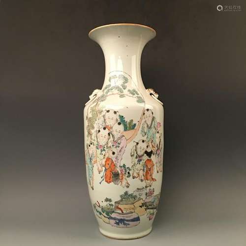 Chinese Famille Rose Children Vase