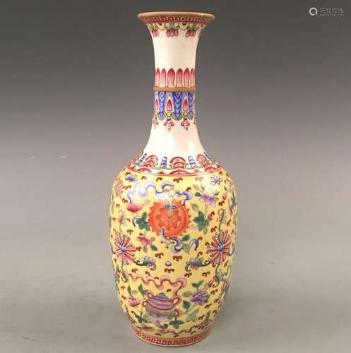 Chinese Famille Rose Octagon Pattern Vase