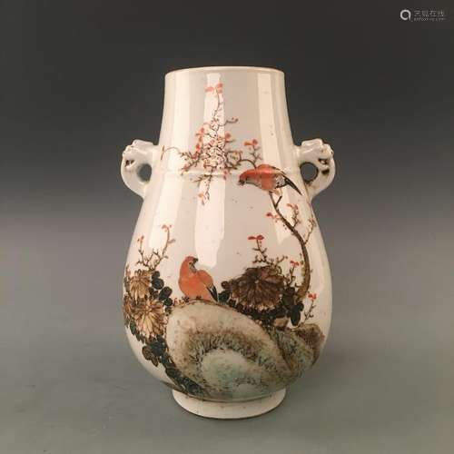 Chinese Famille Rose Birds Vase