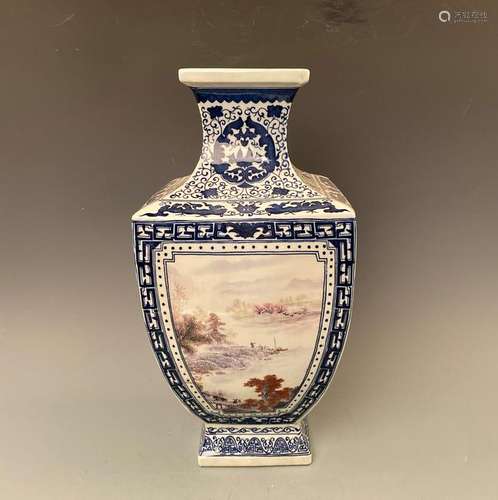 Chinese Blue and White Vase with Qianlong Mark