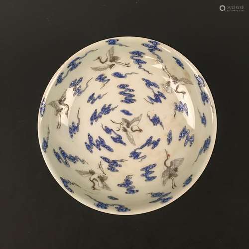 Chinese Blue Glazed Bird Plate