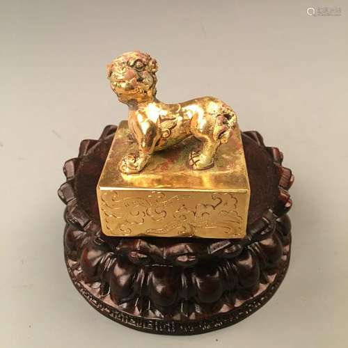 Chinese Gilded Bronze Seal