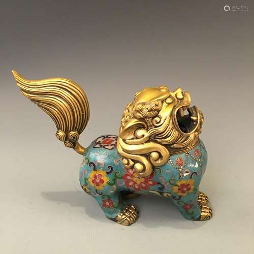 Chinese Cloisonne lion Shaped Incense Censer 'Xuande'