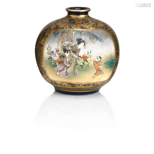 By Kinkozan, Meiji era A miniature Satsuma vase
