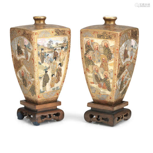 By Hododa Company, Meiji era A pair of Satsuma vases