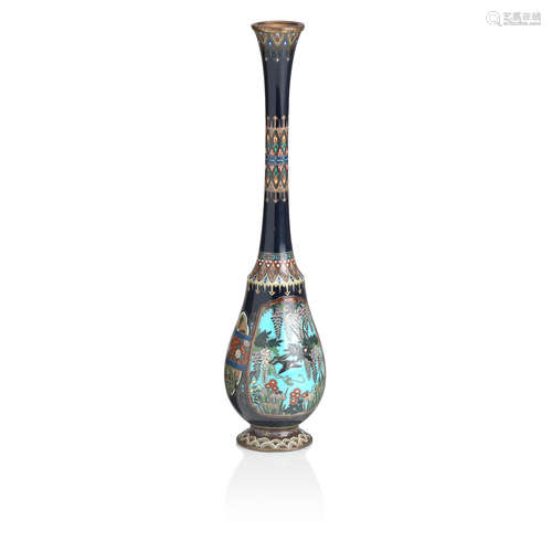 By Daikichi/Oyoshi, Meiji era A slender cloisonné-enamel vase