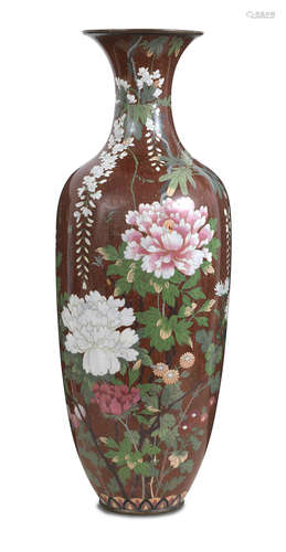 Meiji Era, 19th century A large cloisonné-enamel floor vase