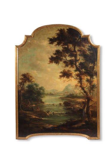 Italianate landscapes with figures by rivers  (2) Bolognese Schoolcirca 1800