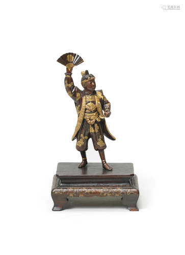 Style of Miyao Eisuke of Yokohama, Meiji era, late 19th/early 20th century A small gilt-bronze figure of a warrior