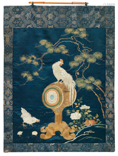 Meiji era A fine silk embroidery of a rooster
