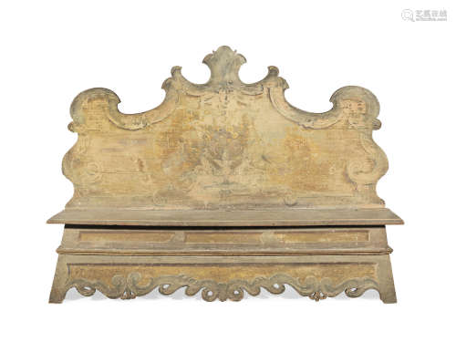 Probably Venetian, 19th century A North Italian carved and painted settle