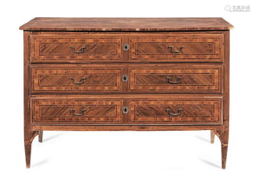 Lombardy, early 19th century and later A North Italian walnut, kingwood, tulipwod banded and marquetry commode