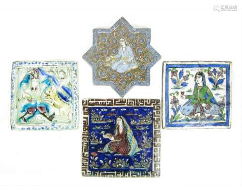 19th century Four Qajar tiles