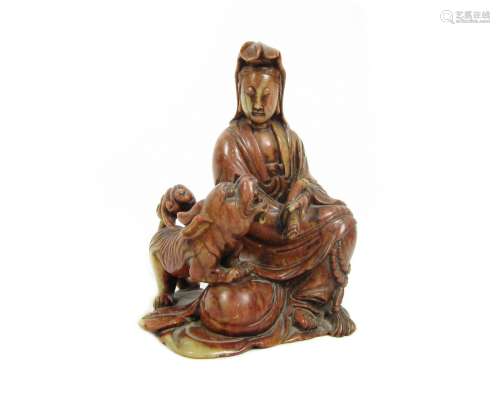 19th century A soapstone figure of Guanyin