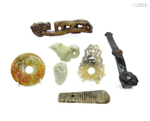 A collection of jade and hardstone carvings