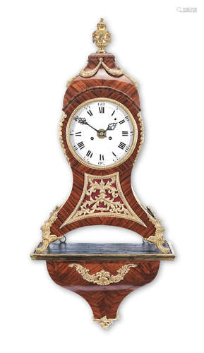 The movement with the inscription IVDICA DOMINE NOCENTES ME PSAL 34  A rare late 18th century Italian kingwood cartel alarm clock with bracket