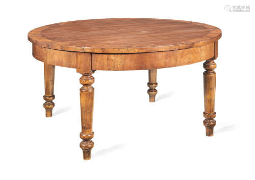 An Italian early 20th century walnut and crossbanded extending dining table