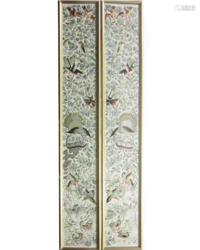 Late 19th century A mirrored pair of embroidered sleeve panels