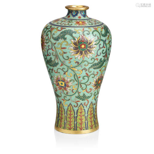 18th century A gilt-bronze and cloisonné vase, meiping