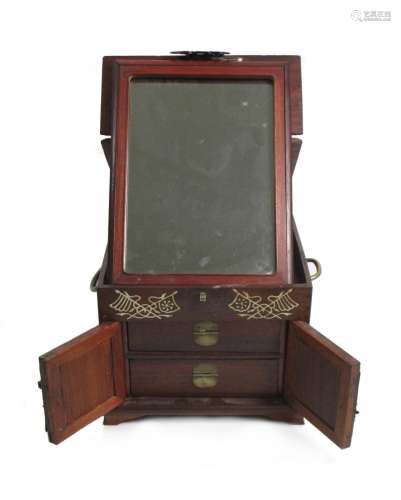 19th century A bone-inlaid huali dressing box
