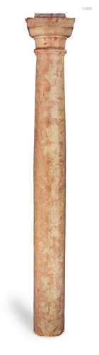 A large near pair of Veronese marble columns