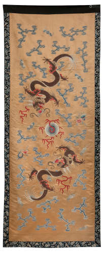 Late 19th century A silk embroidered panel