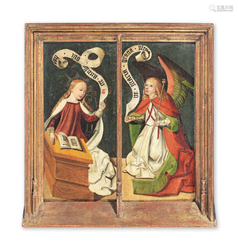 The Annunciation each 39.2 x 17cm German School 16th Century