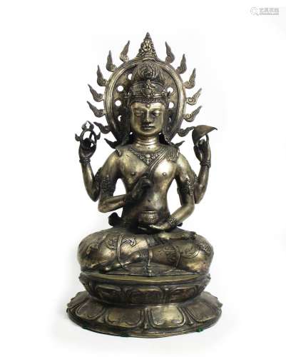 19th/20th century A cast metal Bodhisattva