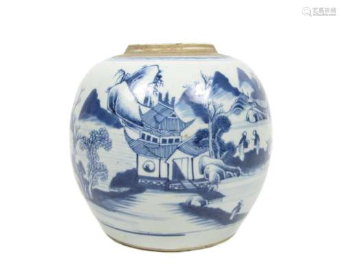 19th century A blue and white ginger jar