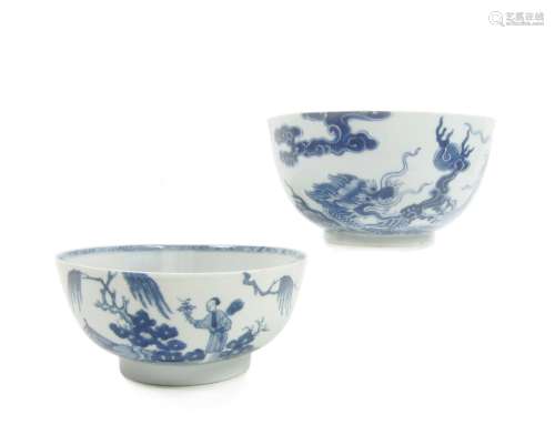 18th century Two blue and white bowls