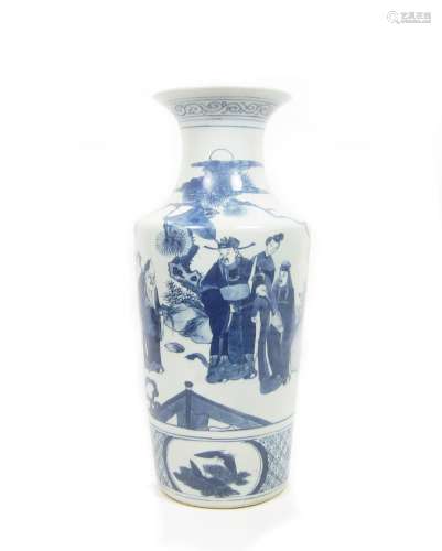 Late 19th century A large blue and white baluster vase