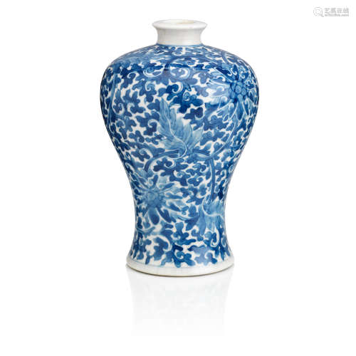 Kangxi six-character mark but 19th century A blue and white meiping vase