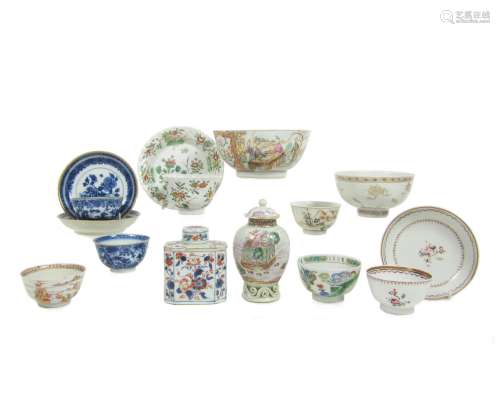 A collection of mainly 18th century tea wares