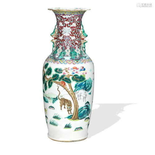 Circa 1900 A famille rose 'Zodiac animal' vase