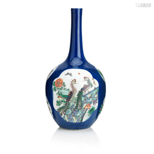 Circa 1900 A famille verte and powder blue vase