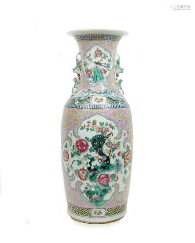Circa 1900 A famille rose 'Straits porcelain' floor vase