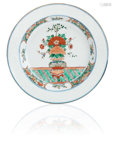 18th century A famille verte charger and four side dishes