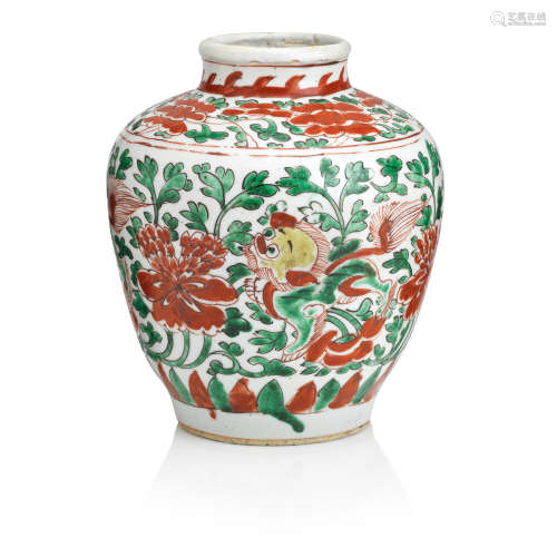 Shunzhi A wucai baluster jar