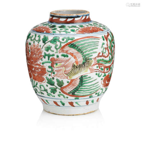 Shunzhi A wucai baluster jar