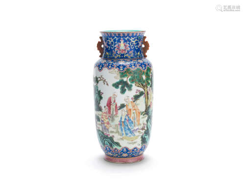 Qianlong seal mark, Republic Period A famille rose lantern vase